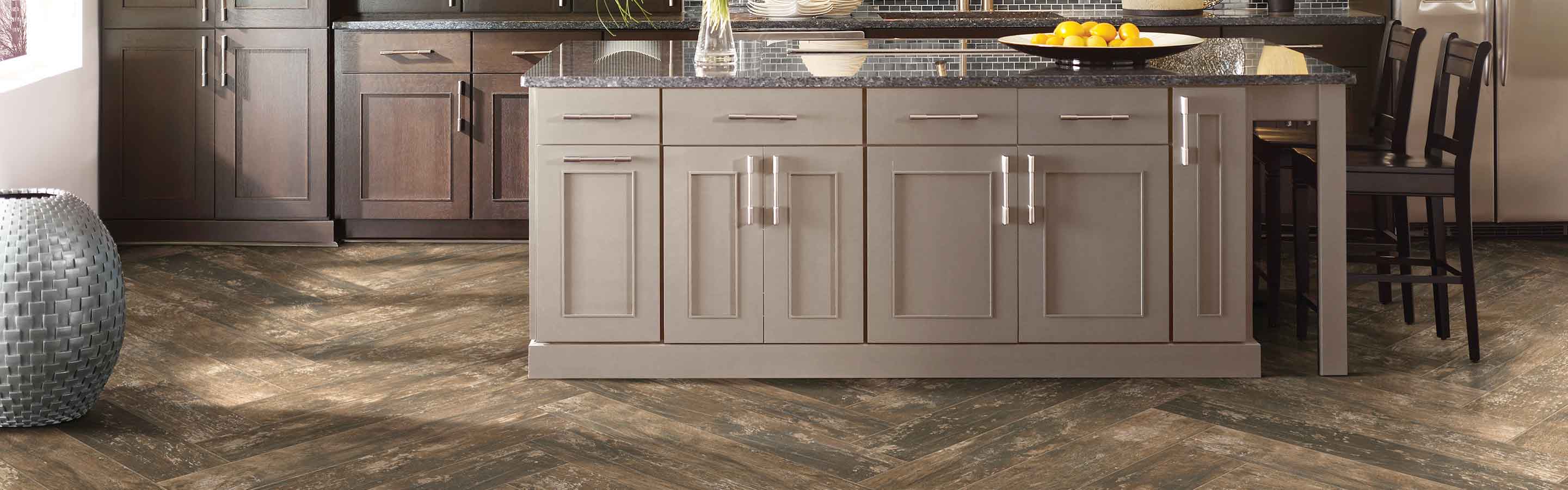 wood-look tile flooring in a kitchen