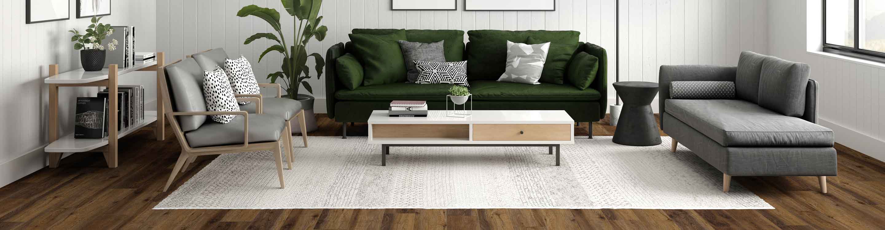 neutral area rug in a living room